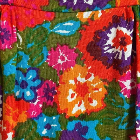 Vintage 60's Sandra Post Bold Psychedelic Floral Print Pillar Dress Small RARE - Picture 2 of 13